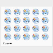 Sticker Rond Bébé narval mignon avec arc-en-ciel et étoiles (Feuille)
