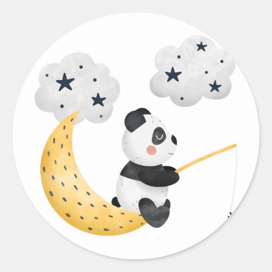 Sticker Rond Bébé panda mignon à l'aquarelle Fête prénatale sci (Devant)