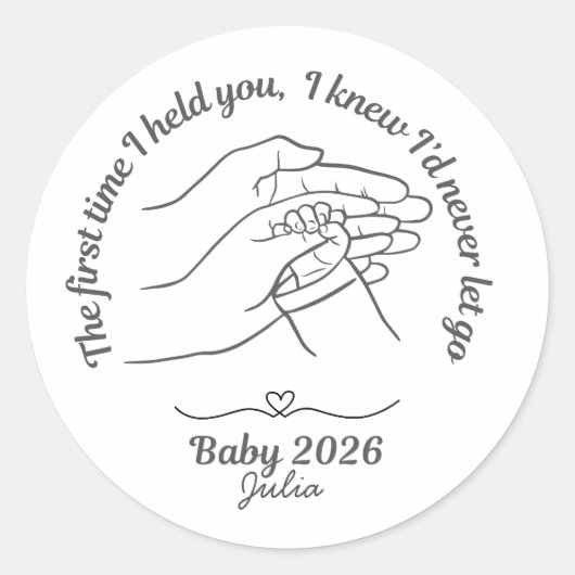 Sticker Rond Bébé Personnalisé 2026 Rose Nom Classique Ro (Devant)