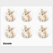 Sticker Rond Bébé poilu : Corgi (Feuille)