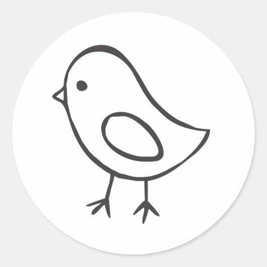 Sticker Rond Bébé poulet en croquis noir et blanc (Devant)