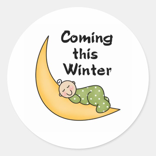 Sticker Rond Bébé qui vient cet hiver (Devant)