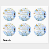 Sticker Rond Bébé Robe Bleue Princesse Parties scintillant Quin (Feuille)