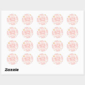Sticker Rond Bébé rose à carreaux groovy marguerite (Feuille)