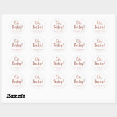 Sticker Rond Bébé rose baby shower d'or (Feuille)