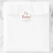 Sticker Rond Bébé rose baby shower d'or (Sac)