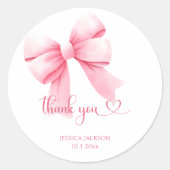 Sticker Rond Bébé rose Bow fille douche (Devant)