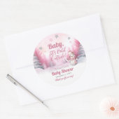 Sticker Rond Bébé rose C'est froid dehors Baby shower de fille  (Enveloppe)