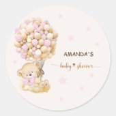 Sticker Rond Bébé rose douce Fille Teddy Ours (Devant)