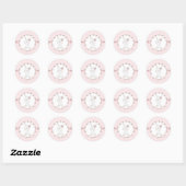 Sticker Rond Bébé rose doux lapin floral (Feuille)