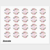Sticker Rond Bébé rose en fleur Floral Baby Sprinkle (Feuille)