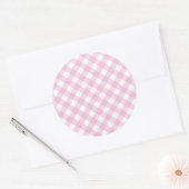 Sticker Rond Bébé rose et blanc En vichy Motif (Enveloppe)
