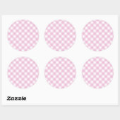 Sticker Rond Bébé rose et blanc En vichy Motif (Feuille)