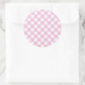 Sticker Rond Bébé rose et blanc En vichy Motif (Sac)