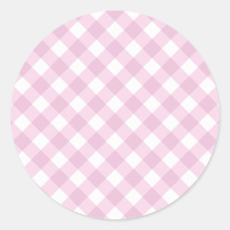 Sticker Rond Bébé rose et blanc En vichy Motif