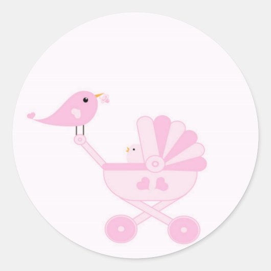 Sticker Rond Bébé rose fille (Devant)
