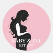 Sticker Rond BÉBÉ Rose Fille Baby shower Fête d'arrosage (Devant)