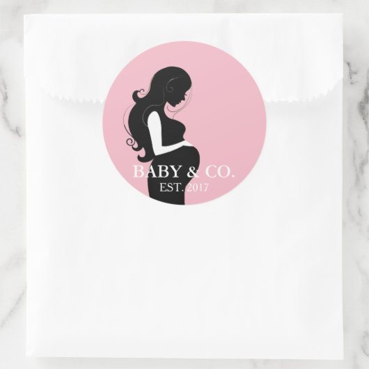 Sticker Rond BÉBÉ Rose Fille Baby shower Fête d'arrosage (Sac)