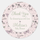 Sticker Rond Bébé rose mignon et En vichy Merci Motif (Devant)