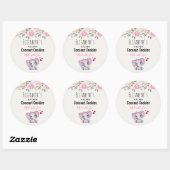 Sticker Rond Bébé rose mignonne Eléphant & Rose Aquarelle Cuisi (Feuille)