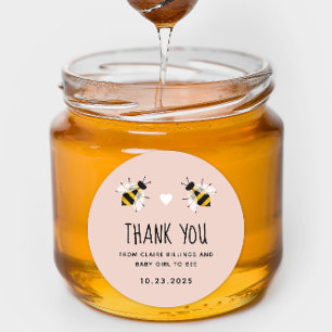 Sticker Rond Bébé rose pâle à Bee Merci Douche Favoriser