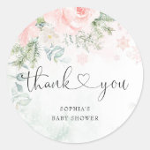 Sticker Rond Bébé rose pâle à fleurs, froid dehors (Devant)