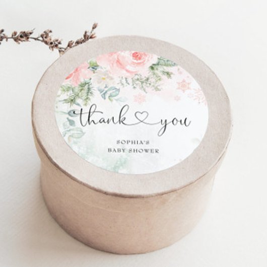 Sticker Rond Bébé rose pâle à fleurs, froid dehors