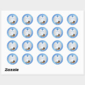 Sticker Rond Bébé royal bleu et argent Coussin (Feuille)
