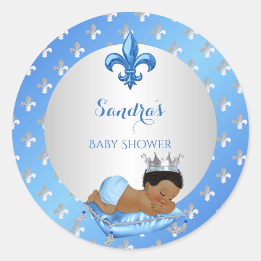 Sticker Rond Bébé royal bleu et argent Coussin (Devant)