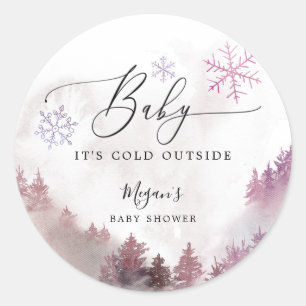 Sticker Rond Bébé rustique Il fait froid dehors Baby shower r