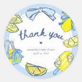 Sticker Rond Bébé Shower Faites-vous Presser comme un Citron (Devant)