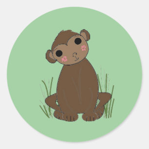Sticker Rond Bébé singe de la jungle