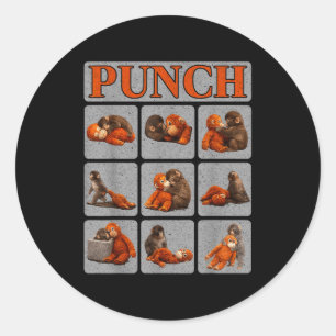Sticker Rond Bébé singe mignon nommé punch shirt punch monkey