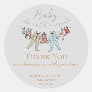 Sticker Rond Bébé son Baby shower froid à l'extérieur de l'hive