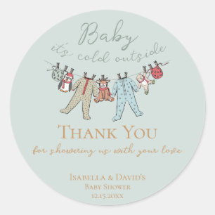 Sticker Rond Bébé son Baby shower froid à l'extérieur de l'hive