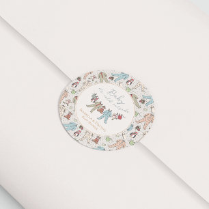 Sticker Rond Bébé son Baby shower froid à l'extérieur de l'hive