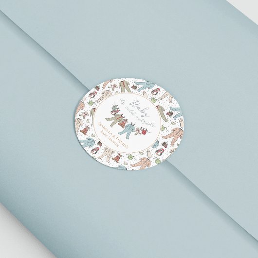 Sticker Rond Bébé son Baby shower froid à l'extérieur de l'hive