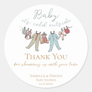 Sticker Rond Bébé son Baby shower froid à l'extérieur de l'hive