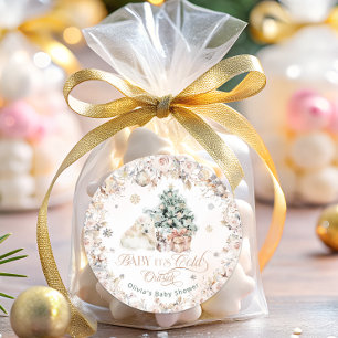 Sticker Rond Bébé son froid à l'extérieur Baby shower d'ours d'