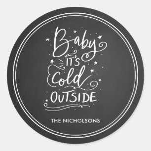 Sticker Rond Bébé Son Froid Chalkboard Blanc Script