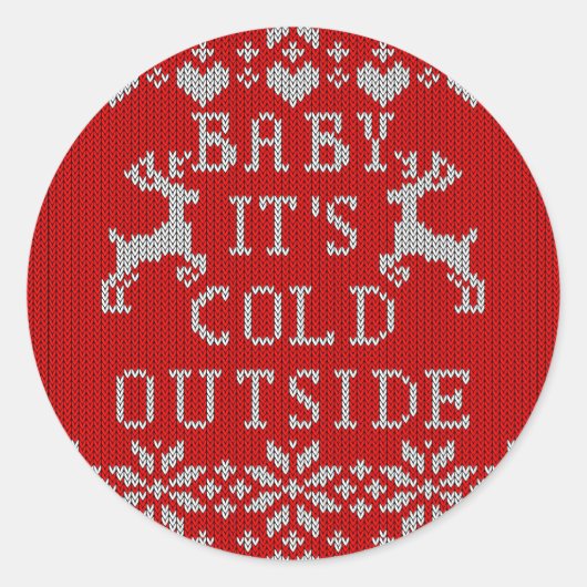 Sticker Rond Bébé son froid dehors rouge laide style Sweater (Devant)