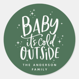 Sticker Rond Bébé son froid en dehors des vacances