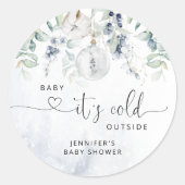 Sticker Rond Bébé son froid en dehors du baby shower (Devant)