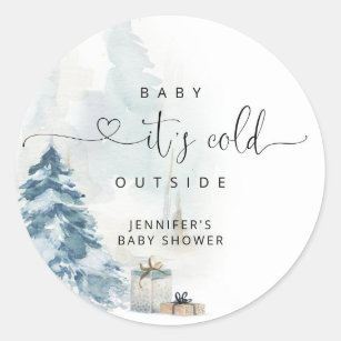 Sticker Rond Bébé son froid en dehors du baby shower