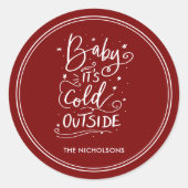 Sticker Rond Bébé son froid extérieur Chalkboard blanc Script r (Devant)