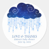 Sticker Rond Bébé Sprinkle Classic Blue | Merci de douche Cool (Devant)