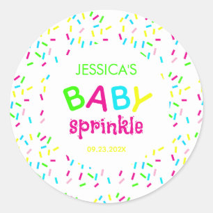 Sticker Rond Bébé Sprinkle coloré arc-en-ciel Sprinkles Douche