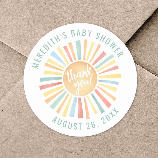 Sticker Rond Bébé Sun Boho : Célébration de Naissance