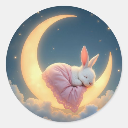 Sticker Rond Bébé sur une lune de croissant (Devant)