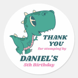 Sticker Rond Bébé T-Rex Dinosaur Dinosaur Anniversaire de enfan